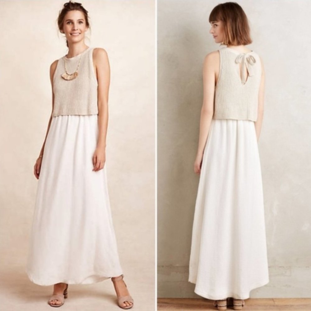 Anthropologie Moth Layered Sandstone Maxi Dress